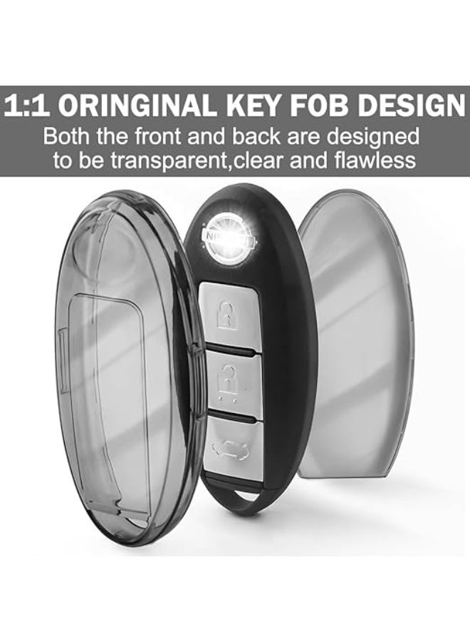 OUYoo Compatible with Nissan Key Fob Cover Altima Maxima Rogue Armada Pathfinder Compatible with Infiniti Key Fob Cover Black TPU Protector Car Key Chain Holder Case Accessories,Smart Remote 2/3/4/5 Button. - Image 5