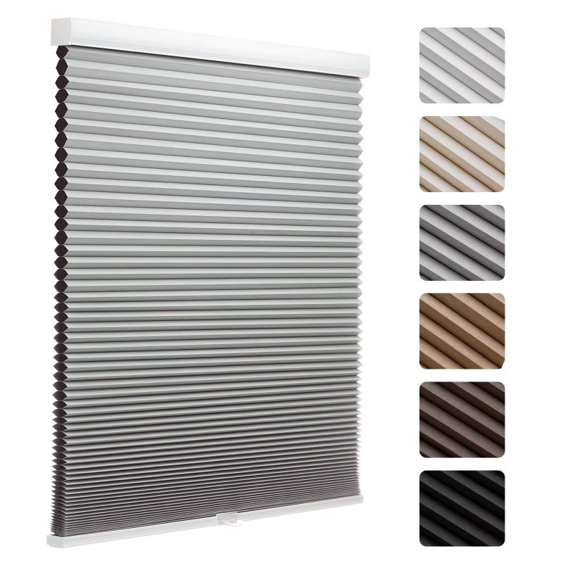 MYshade 15Inch Cellular Cordless Blackout ShadesThermal Insulating Noise Reducing Waterproof BlindsHoneycomb Window Treatments for Indoor Light Control Grey24 W x 64 H