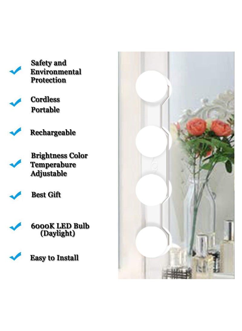 ELTRAZONE Portable LED Makeup Lights,Cordless Rechargeable Professional LED Vanity Mirror Light with 4 LED Bulbs,Simulated Daylight for Bathroom Makeup Dressing Table Lights,LED Mirror Lights,Dresser Lights - Image 2