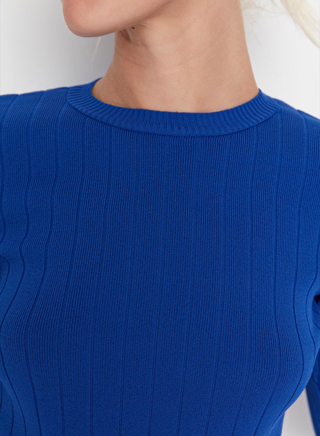 trendyol Blue Basic Crew Neck Knitwear Sweater - Image 4