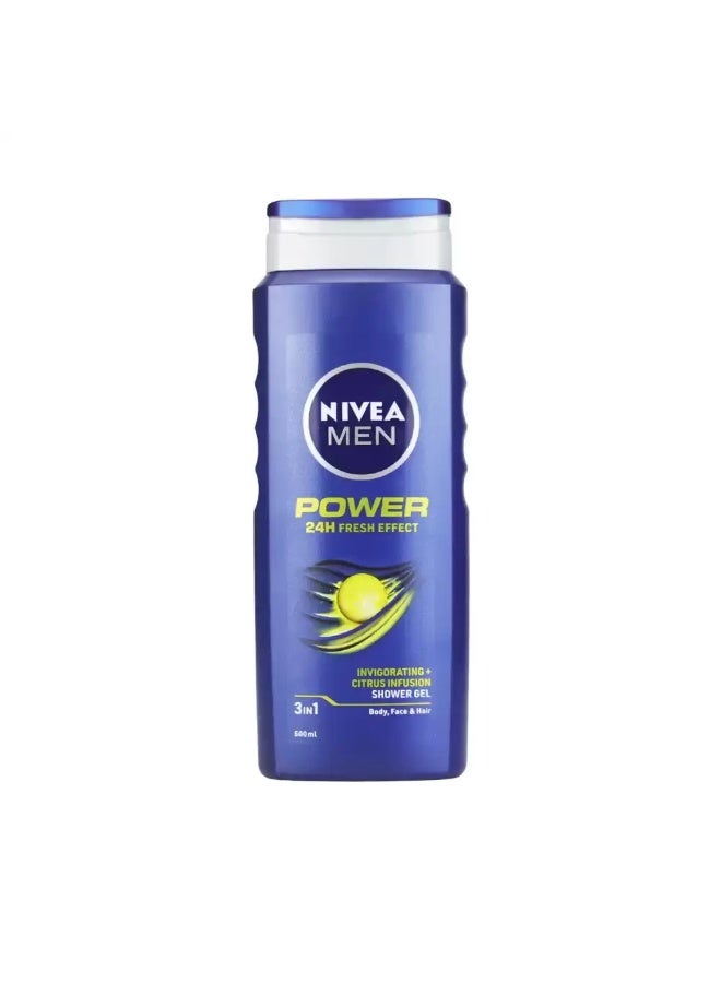 Nivea Men Power Shower Gel with Invigorating Citrus Infusion Gel- 500ml - Image 1
