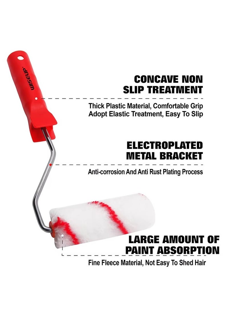 وايزأب مجموعة فرشاة ورول دهان صغيرة WISEUP مكونة من 10 قطع مقاس 4 بوصة لتصميم الجدران - Image 2