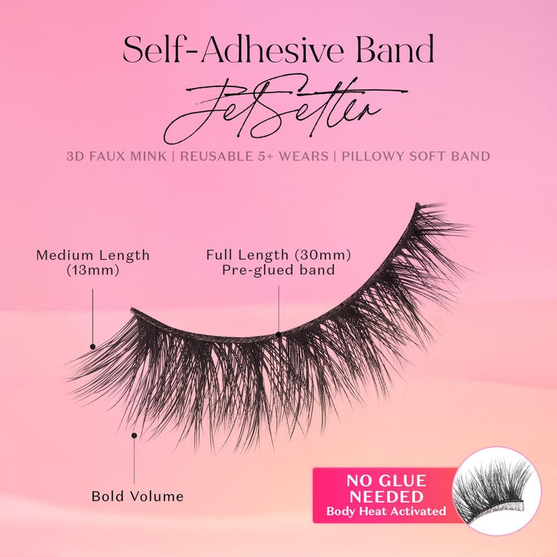 Lilly Lashes 3D Self Adhesive Eyelashes, No Lash Glue Needed, Body Heat Activated Press on Lashes, Reusable Self Adhesive Eyelashes Up to 5x, Easy to Apply & Remove (JetSetter) - Image 3