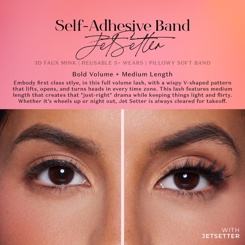 Lilly Lashes 3D Self Adhesive Eyelashes, No Lash Glue Needed, Body Heat Activated Press on Lashes, Reusable Self Adhesive Eyelashes Up to 5x, Easy to Apply & Remove (JetSetter) - Image 2