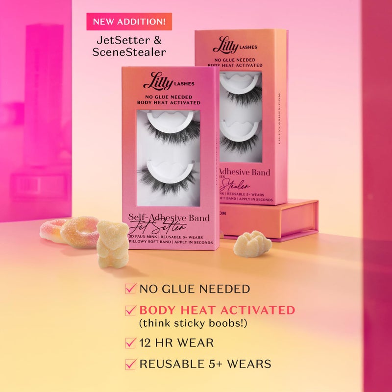 Lilly Lashes 3D Self Adhesive Eyelashes, No Lash Glue Needed, Body Heat Activated Press on Lashes, Reusable Self Adhesive Eyelashes Up to 5x, Easy to Apply & Remove (JetSetter) - Image 4