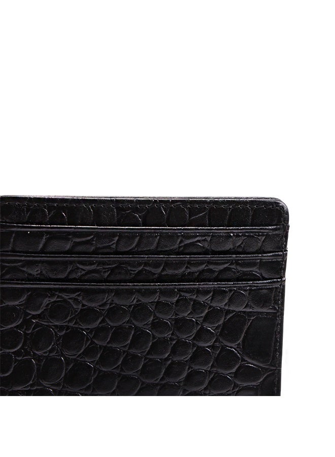 A-Case Its My Case Javan Genuine Leather Slim Minimalistic Credit Card Holder Wallet Premium Compact Pocket Wallet with Multiple Card Slots and Cash Compartment Lightweight Travel Friendly Crocodile Pattern Black - Image 3