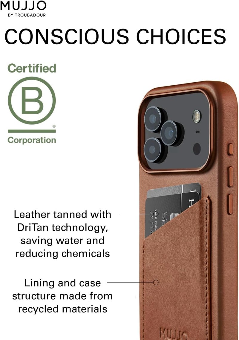 موجو جراب آيفون  برو محفظة - بني فاخر بجلد طبيعي مع شحن لاسلكي مغناطيسي - Image 4