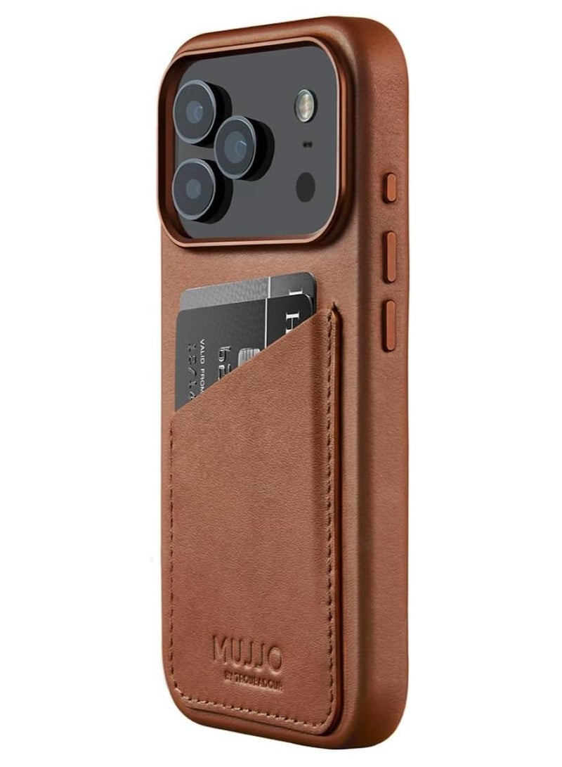 موجو جراب آيفون  برو محفظة - بني فاخر بجلد طبيعي مع شحن لاسلكي مغناطيسي - Image 1