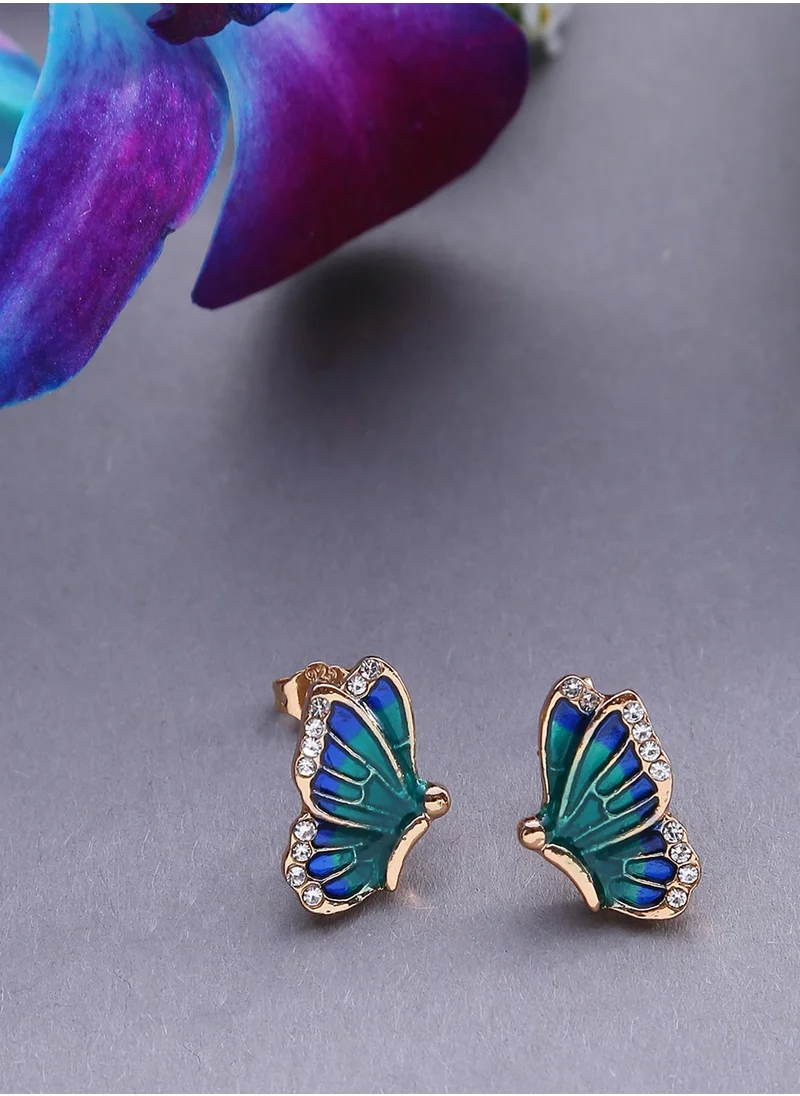 SOHI Blue Contemporary Stud Earrings