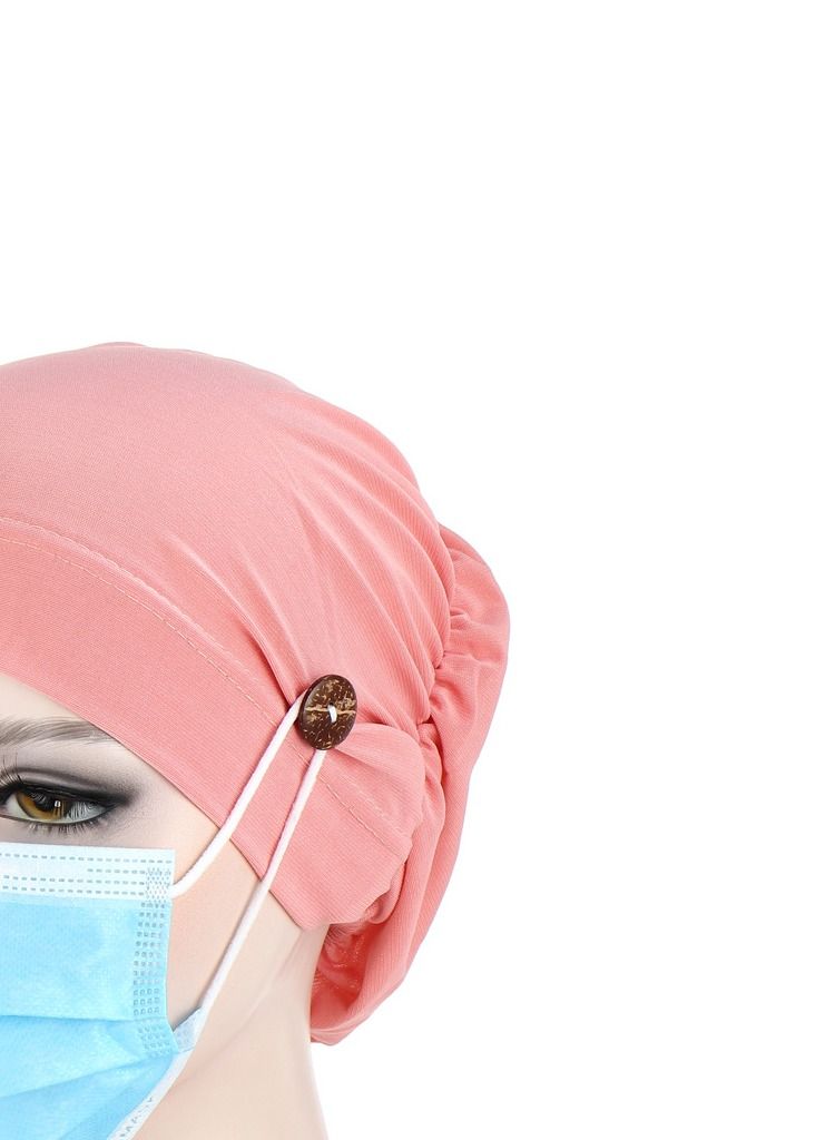 Loquat Solid Button Pullover Cap Pink - Image 3