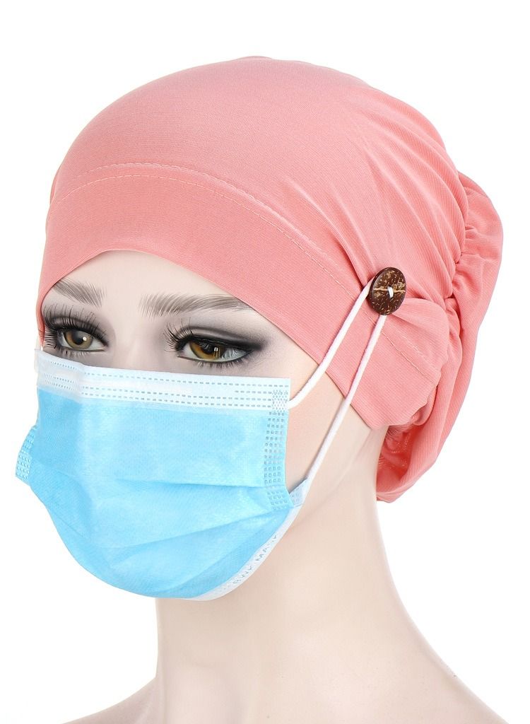 Loquat Solid Button Pullover Cap Pink - Image 1