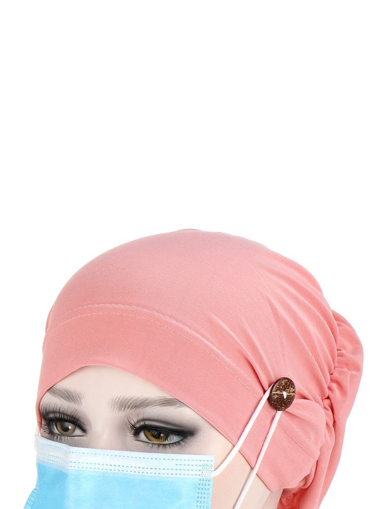 Loquat Solid Button Pullover Cap Pink - Image 2