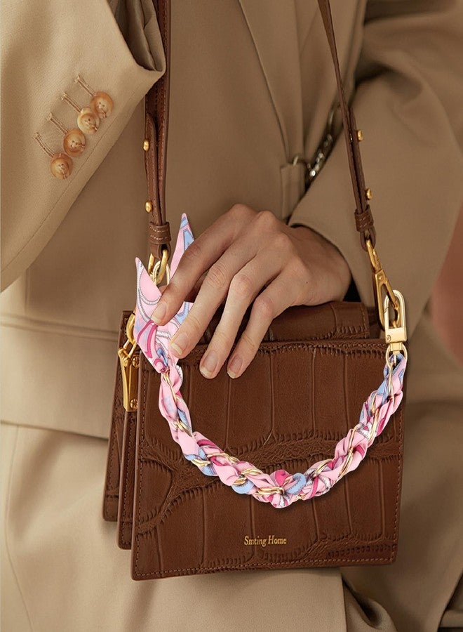 ZLSPTK 2Pcs Purse Extender Chain Gold Pink Bag Extender Chain Silk Purse Strap Extender Satin Purse Strap Replacement Crossbody Purse Accessories for Women Bag Charms for Handbags Tote Bags Purse Making - Image 2