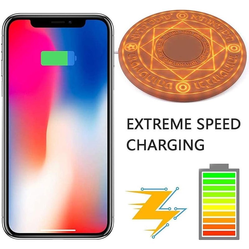 Creative magic circle glowing round,Magic Array Light Fast Qi Wireless Charger Pad,wireless Charger Stand Pad Universal Portable Power Source Charging Pad, - Image 2