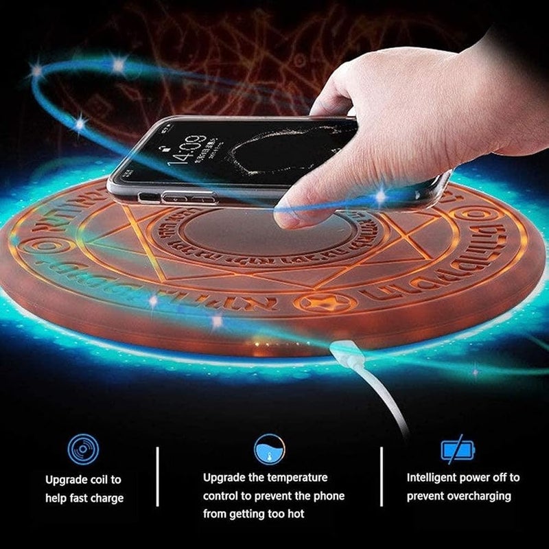 Creative magic circle glowing round,Magic Array Light Fast Qi Wireless Charger Pad,wireless Charger Stand Pad Universal Portable Power Source Charging Pad, - Image 4
