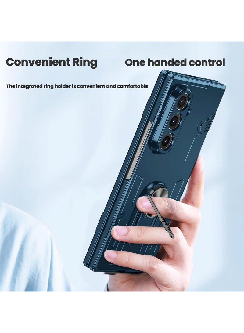 عام غطاء متوافق مع Samsung Galaxy Z Fold 7 - مزود بحلقة إصبع دوارة 360° مدمجة ووظيفة مغناطيسية، غطاء واقٍ مضاد للبصمات لـ Samsung Z Fold 7 - Image 5