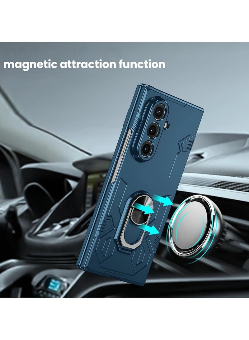 عام غطاء متوافق مع Samsung Galaxy Z Fold 7 - مزود بحلقة إصبع دوارة 360° مدمجة ووظيفة مغناطيسية، غطاء واقٍ مضاد للبصمات لـ Samsung Z Fold 7 - Image 4