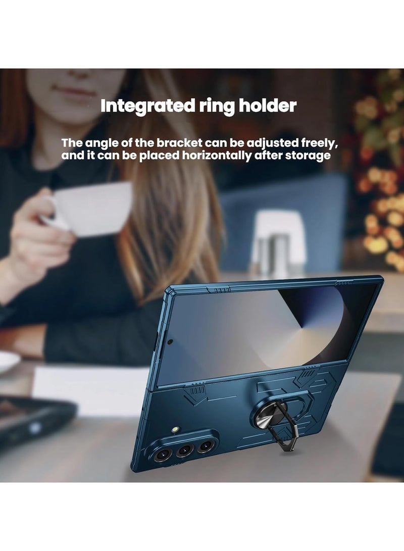 عام غطاء متوافق مع Samsung Galaxy Z Fold 7 - مزود بحلقة إصبع دوارة 360° مدمجة ووظيفة مغناطيسية، غطاء واقٍ مضاد للبصمات لـ Samsung Z Fold 7 - Image 3