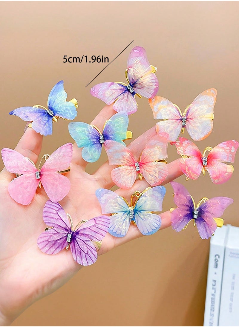 KHAJUL 10-Pieces Glitter Butterfly Hair Clips for Teens Women Hair Accessories (Color Random)  - Image 3