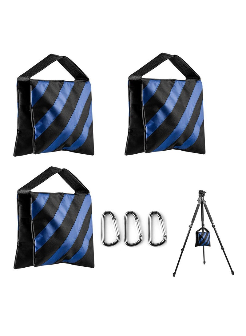 Zikra Heavy Duty Sandbag Photo Studio Weight Bag Blue Saddlebag Design for Photography Stand Light Tripod Outdoor Patio Sports Sets Film Live Productions 3 Pack - Image 1