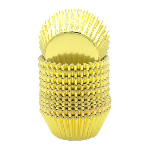 Mombake Standard Gold Foil Cupcake Liners Muffin Baking Cups for Party and More, 200-Count - Image 2
