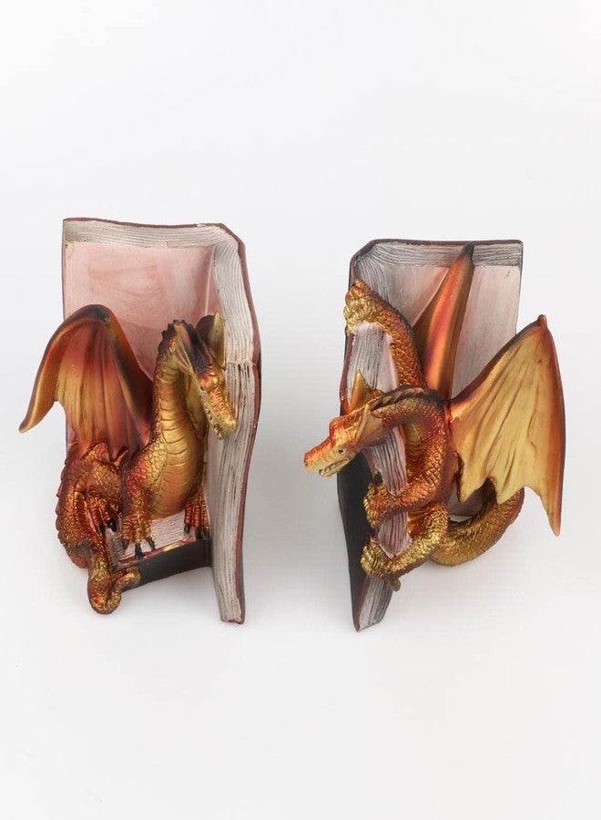 ZERONE Funny Dragon Bookends, Gothic Resin Dragon Statue Bookends Set of 2 for Shelves, Fantasy Evil Dragon Book Holder for Home Office Bookshelf Decor - Image 5