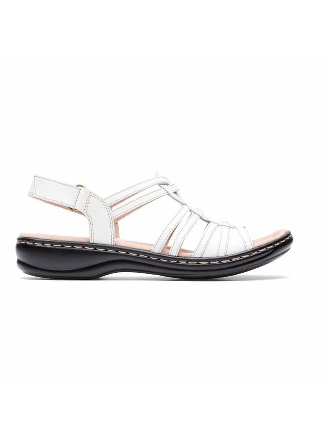 clarks Women's Leisa Janna Sandal, White Leather, 7 Wide - Image 2