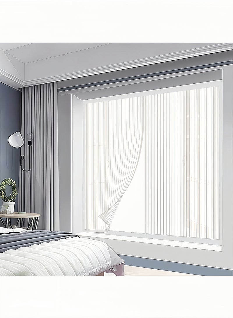 تخيل شاشات نوافذ مغناطيسية، ستائر شبكية ذاتية الإغلاق، متينة وسهلة التركيب، مثالية لغرف التكييف وغرف النوم والحمامات (أبيض) - Image 1