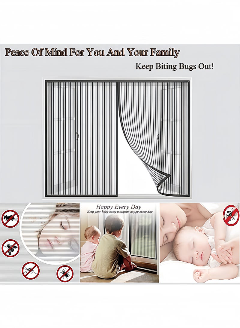 تخيل شاشات نوافذ مغناطيسية، ستائر شبكية ذاتية الإغلاق، متينة وسهلة التركيب، مثالية لغرف التكييف وغرف النوم والحمامات (أبيض) - Image 5
