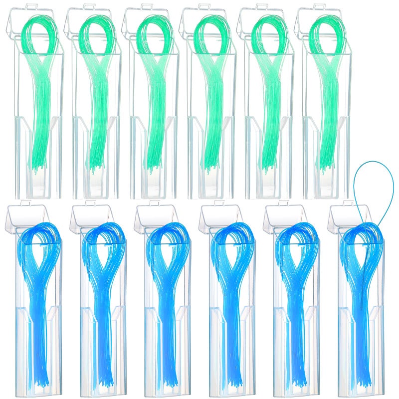 Vesici Vesici 600 Pcs Dental Floss Threader for Bridges Braces and Implants Dental Threader Multifunctional Nylon Loop Design for Your Teeth Pack of 12Blue and Green