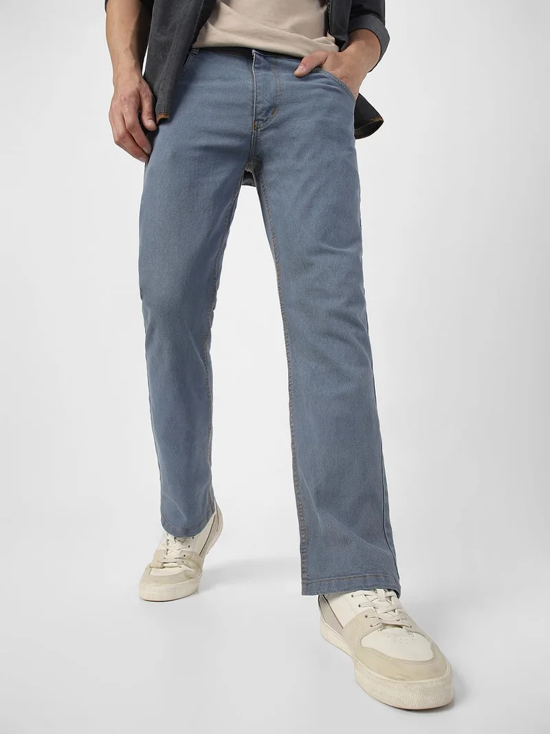 Urbano Fashion Urbano Fashion Men's Light Grey Washed Bootcut Jeans Stretchable