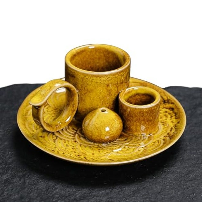 4-in-1 Ceramic Incense Burner with Handle for Sage, Palo Santo, Joss Sticks & Candles