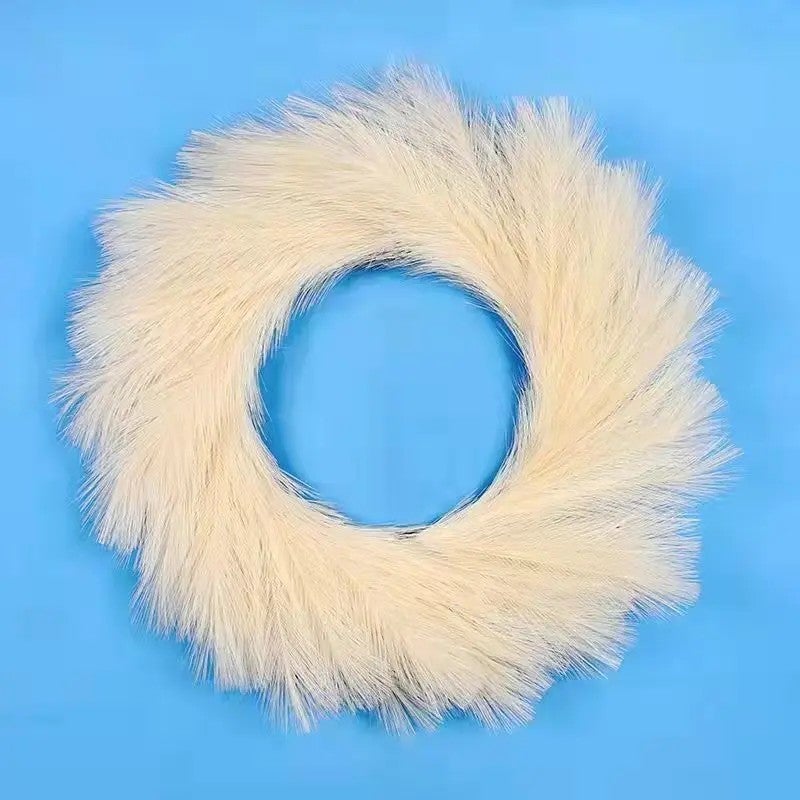 Bluejw D340 Natural Artificial Reed Grass Garland - Dried Pampas Grass Wreath for Christmas Harvest Season Decor - Image 5