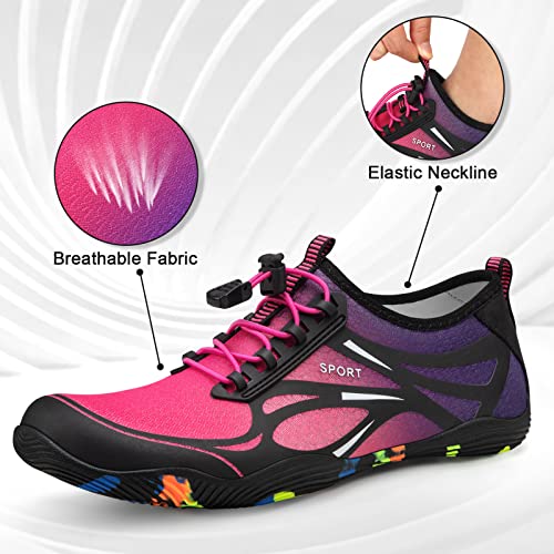 ATHMILE Water Shoes for Women Men River Shoes Adult Swim Beach Lake Pool Aqua Socks Barefoot Quick Dry for Hiking Surfing Kayaking Cruise Ship Essentials Size Women 7.5 / Men 6 (4-Purple) - Image 2