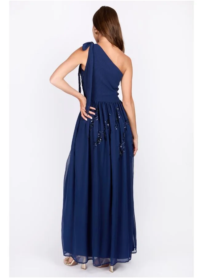 ليتل مسترس Side Slit Embelished One Shoulder Dress