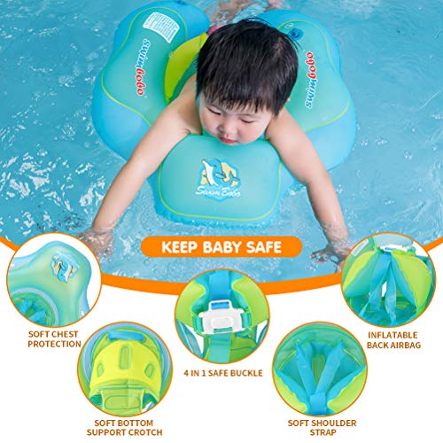SwimBoBo New Upgraded Swimbobo Baby Swimming Float Kids Inflatable Swim Ring with Safety Support Bottom Swimming Pool Accessories for 3-36 Months (Blue, L) - Image 5