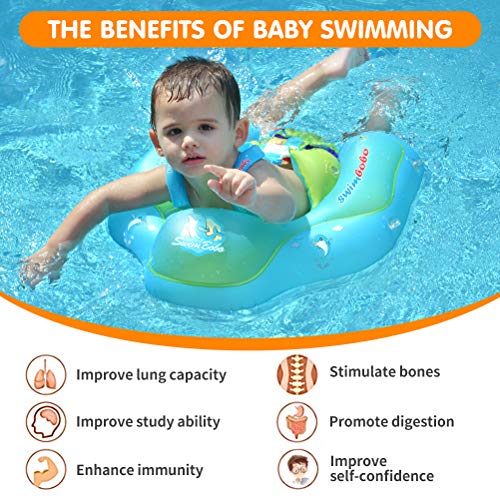 SwimBoBo New Upgraded Swimbobo Baby Swimming Float Kids Inflatable Swim Ring with Safety Support Bottom Swimming Pool Accessories for 3-36 Months (Blue, L) - Image 2