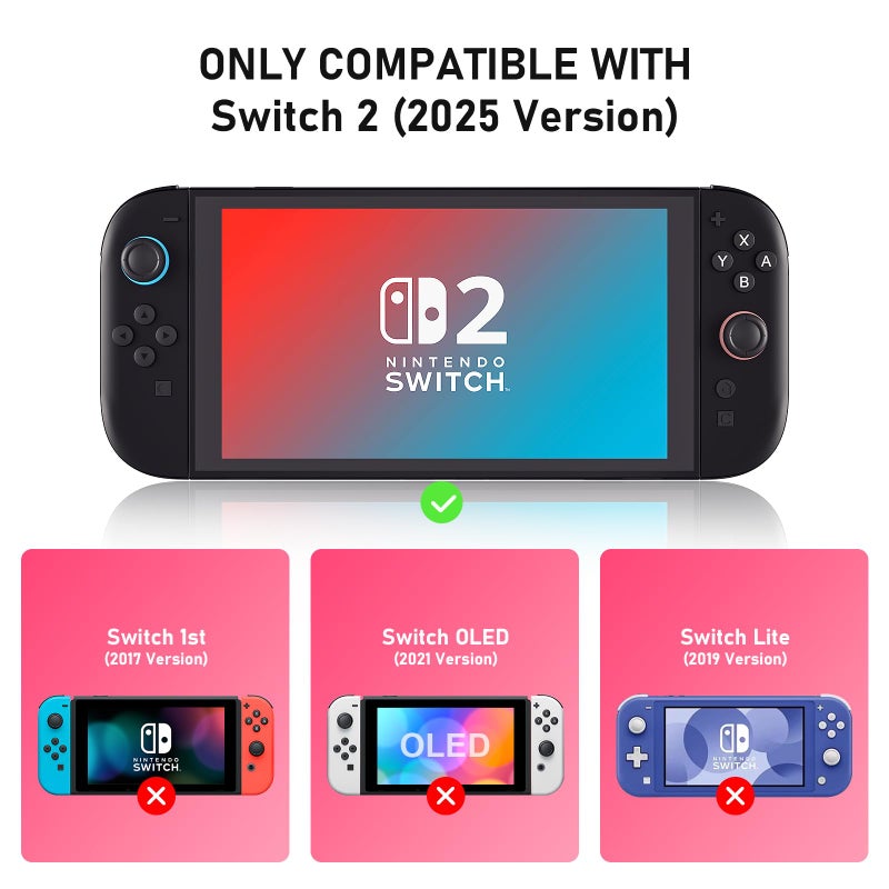 Sanyetral Dockable Case for Nintendo Switch 2 2025, Hard PC Front Cover + Clear Matte Hard Back Shell with Soft TPU Ergonomic Grip, Supports Stand Use and Charging Dock for Switch 2 -Pink - Image 2