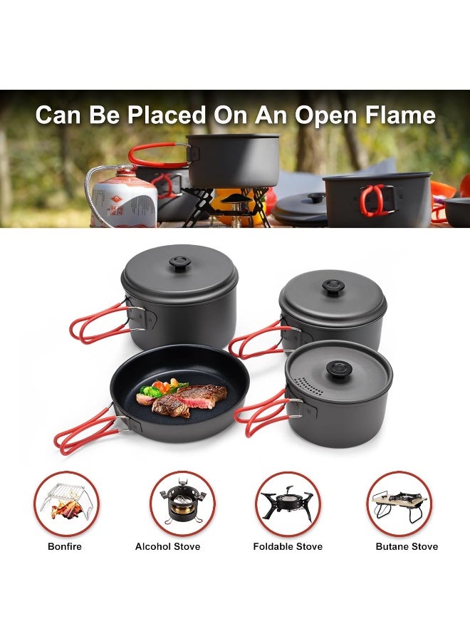 Alocs Camping Cookware, Compact/Lightweight/Durable Camping Pots and Pans Set, Camping Cooking Set for Outdoor Backpacking Camping Hiking Picnic, Included Mesh Carry Bag - Image 2