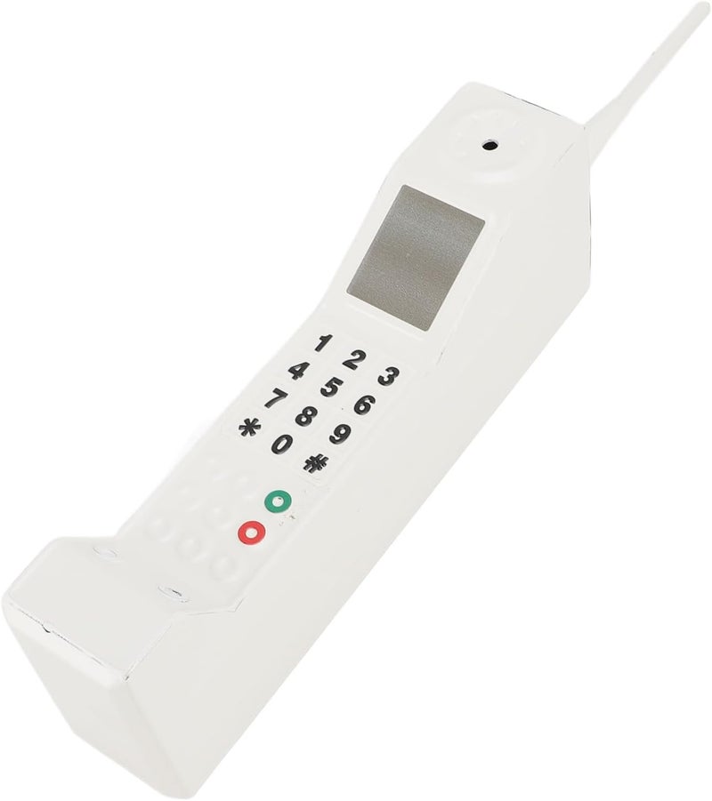 Asixxsix Retro Brick Cell Phone Ornament, Vintage 80s 90s Mobile Phone Model Iron Construction Lightweight Design Details, Portable Old Fashioned Prop with Photography (White) - Image 2