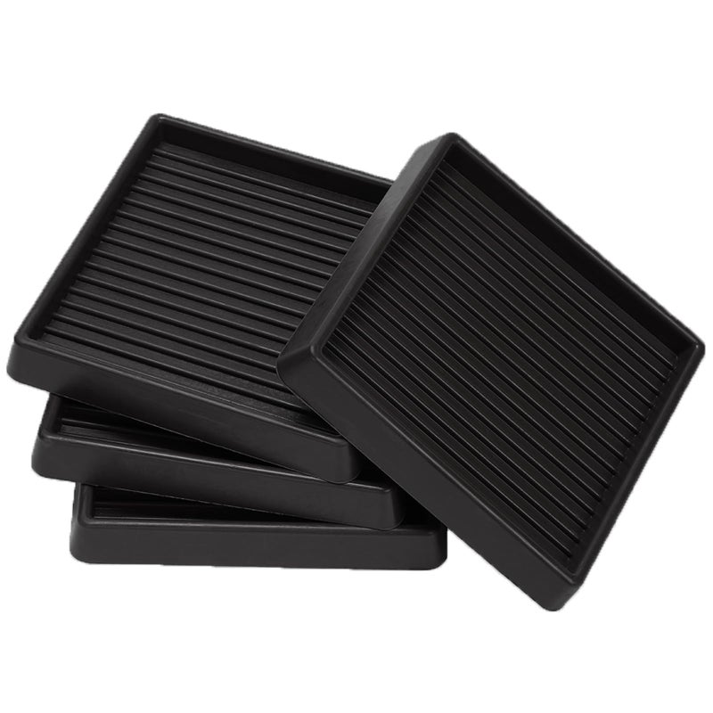 Jayen 4X4 Square Rubber Furniture Caster Cups  Anti-Sliding Furniture Pads Bed Stopper Floor Protectors With Grip - Protect Any Flooring - Image 1