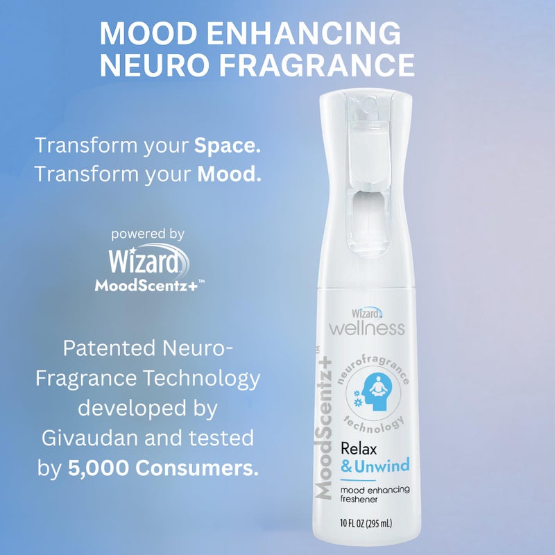 Wizard MoodScentzâ„¢ (Relax & Unwind) Patented Science-Backed Mood-Enhancing Room Mist, Non-Aerosol Continuous Fine-Mist Spray with Neuro-Fragrance Technology â€“ 10 Fl Oz - Image 3