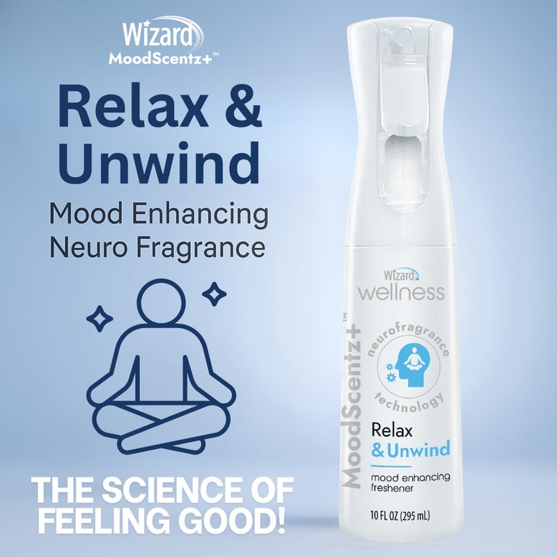Wizard MoodScentzâ„¢ (Relax & Unwind) Patented Science-Backed Mood-Enhancing Room Mist, Non-Aerosol Continuous Fine-Mist Spray with Neuro-Fragrance Technology â€“ 10 Fl Oz - Image 2