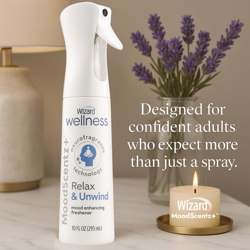 Wizard MoodScentzâ„¢ (Relax & Unwind) Patented Science-Backed Mood-Enhancing Room Mist, Non-Aerosol Continuous Fine-Mist Spray with Neuro-Fragrance Technology â€“ 10 Fl Oz - Image 4