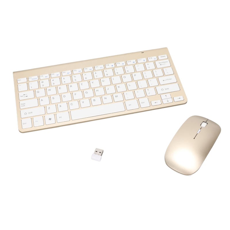 Cuifati Keyboard Mouse Set 2.4G USB Thin Ergonomic Mute for Computer (Luxury Gold Color) - Image 2