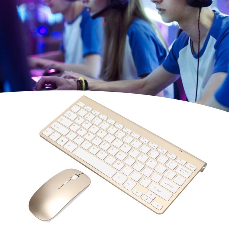 Cuifati Keyboard Mouse Set 2.4G USB Thin Ergonomic Mute for Computer (Luxury Gold Color) - Image 3