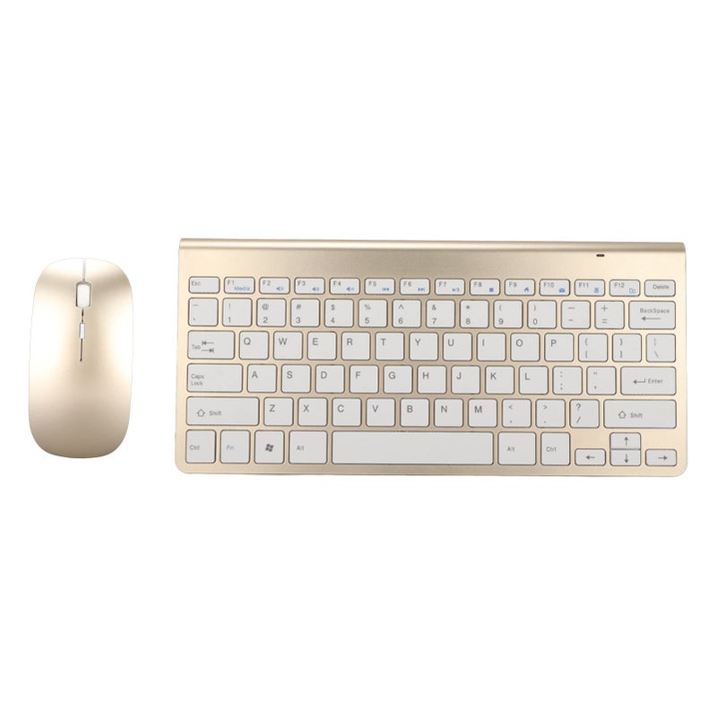 Cuifati Keyboard Mouse Set 2.4G USB Thin Ergonomic Mute for Computer (Luxury Gold Color) - Image 1