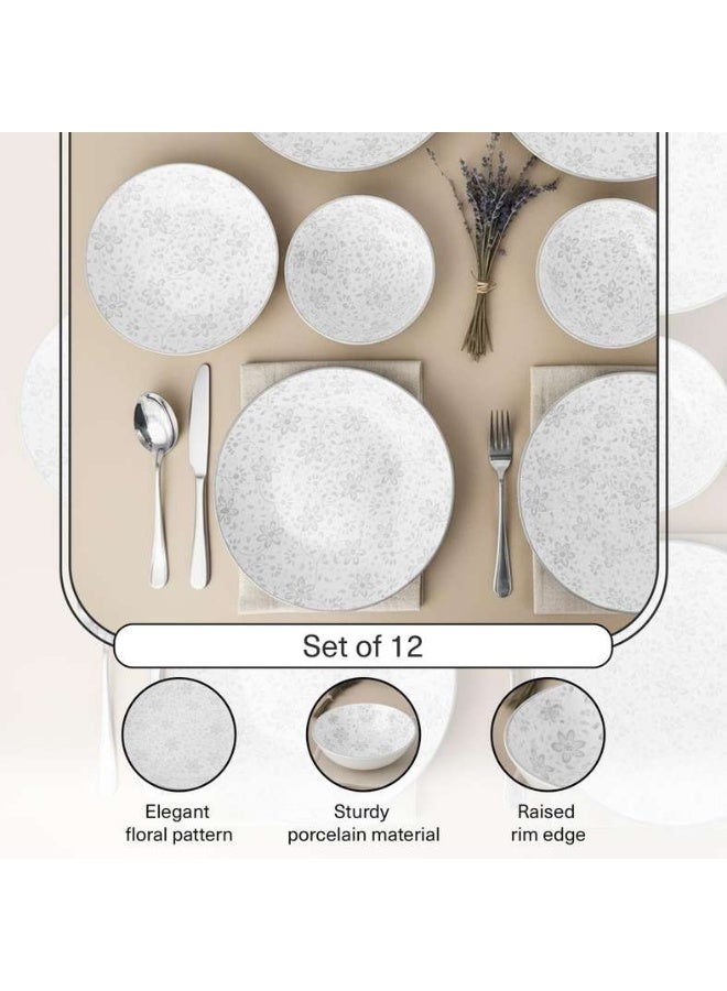 Pan Home Floral Porcelain Dinner Set - White & Beige - Image 5