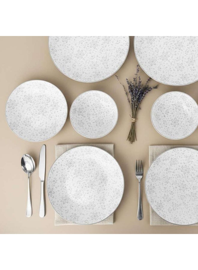Pan Home Floral Porcelain Dinner Set - White & Beige - Image 1