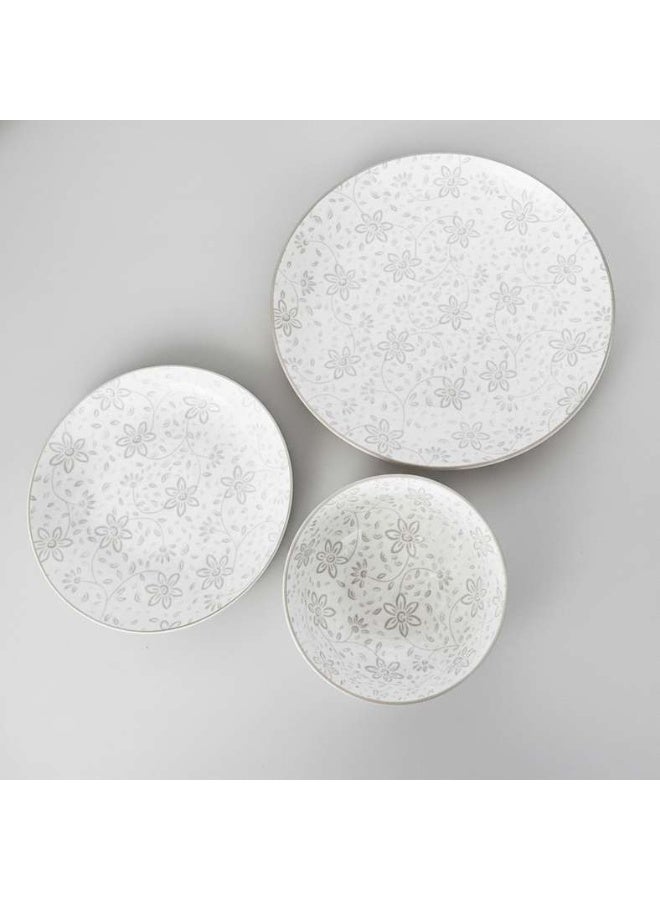 Pan Home Floral Porcelain Dinner Set - White & Beige - Image 4